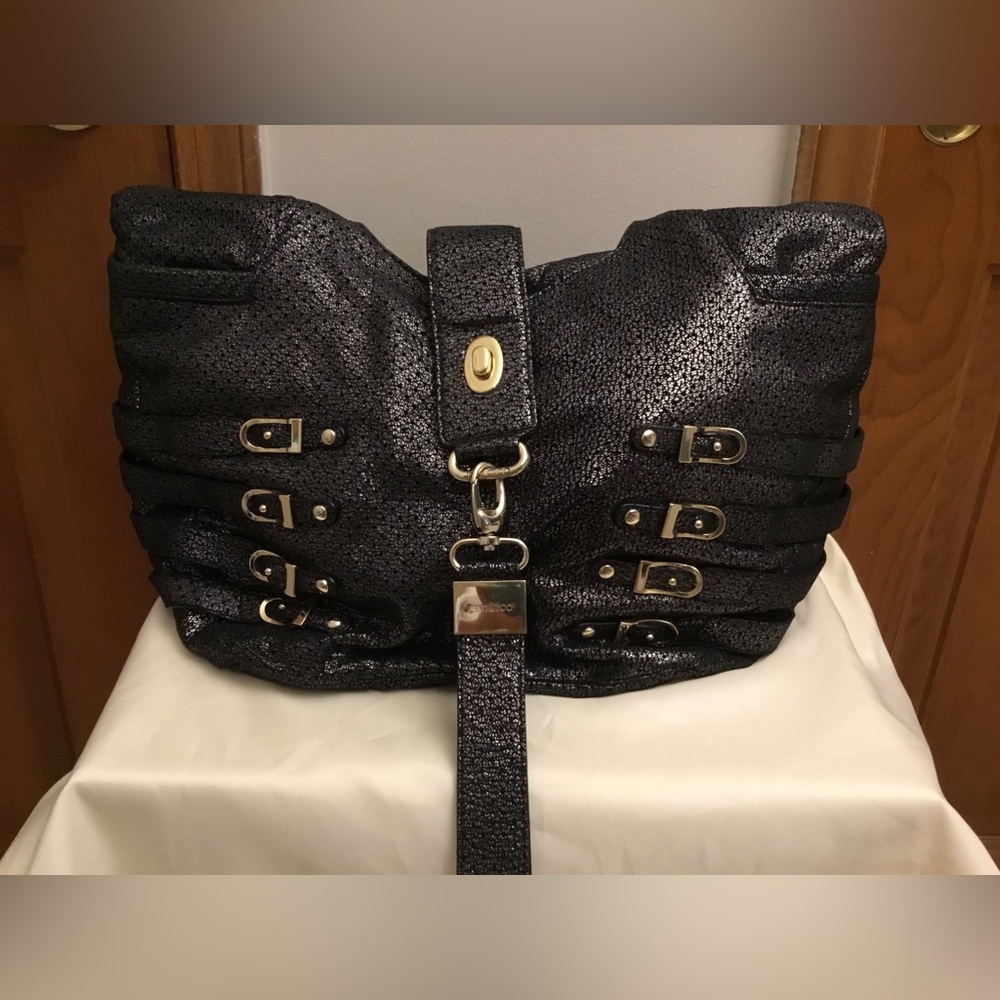Jimmy Choo Black Leather Shoulder Bag With Perforations